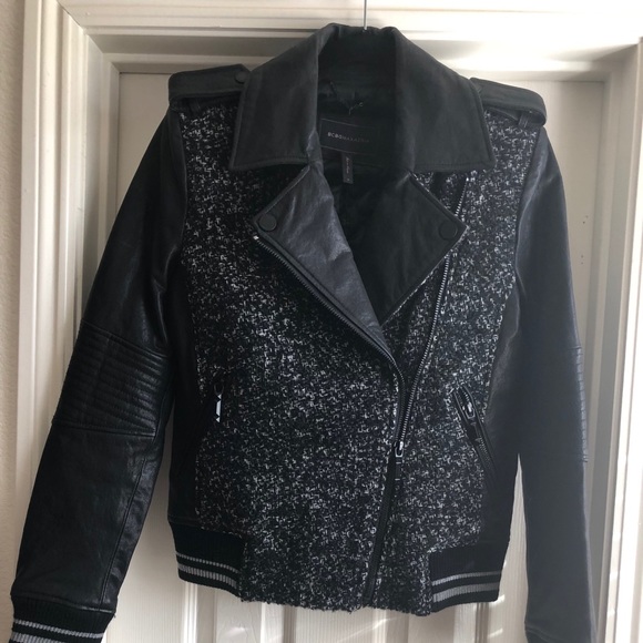 tweed leather jacket